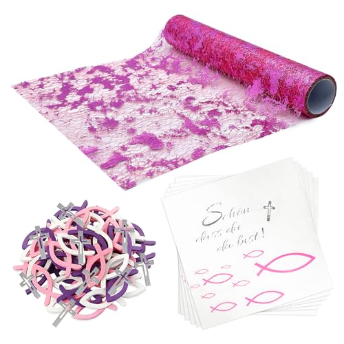 Lace Tischtuch,Tischdekoration Spitze Rolle Breite,121 Stück Kommunion Deko,Servietten Taufdeko Tisch Deko,Kommunion Konfirmation Mädchen Junge,Holz Fische Deko Lace Tischtuch,Tischdekoration Spitze Rolle Breite,121 Stück Kommunion Deko,Servietten Taufdeko Tisch Deko,Kommunion Konfirmation Mädchen Junge,Holz Fische Deko von Huahuanghui