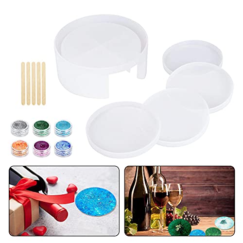 Untersetzerform Epoxidharz Formen, 4 Stück Runde Untersetzer Gussform, Untersetzer Silikonformen Epoxidharz Set, DIY Set Kunstharz Gießen mit Untersetzer Halter,DIY Untersetzer Silikon Formen Rund Untersetzerform Epoxidharz Formen, 4 Stück Runde Untersetzer Gussform, Untersetzer Silikonformen Epoxidharz Set, DIY Set Kunstharz Gießen mit Untersetzer Halter,DIY Untersetzer Silikon Formen Rund von Huahuanghui