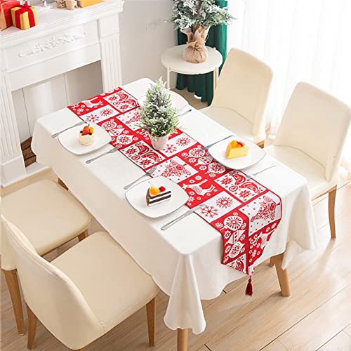 Weihnachten Table Runner,34*180cm,Weihnachten Tischdecken,Weihnachtstischdecken,Hochwertiger Tischläufer,Weihnachtstischläufer,Rechteckige Weihnachtstischläufer Tischdecke für Weihnachten Tischdeko von Huahuanghui