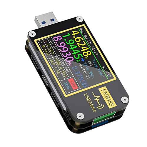 USB-Voltmeter, Echtzeitüberwachung, USB-Spannungstester, Schwerkraftsensor, Maximale Auflösung 0,00001, 9-polige Bildschirm-Flip-Funktion für FNB48-Kabelwiderstand (FNB48) von Huairdum