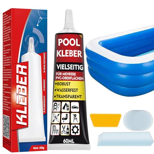 HuakChai Pool Reparaturset, Pooll Flicken Wasserdicht, Poolfolie Reparaturset, Poo Kleber für Schnelle Reparaturen von Aufblasartikeln, Umfassen Aufblasbarer Pools, Schwimmringe, Schlauchboot usw von HuakChai
