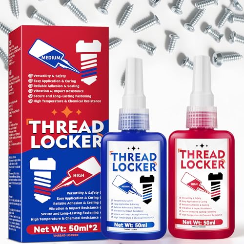 HuakChai Schraubensicherung Blau und Rot, Locktight Schraubensicherung Mittelfest und Hochfest, Schraubensicherungslack für Lock & Seal Befestigungselemente, Metalle, Muttern und Schrauben, 50 ml x 2 HuakChai Schraubensicherung Blau und Rot, Locktight Schraubensicherung Mittelfest und Hochfest, Schraubensicherungslack für Lock & Seal Befestigungselemente, Metalle, Muttern und Schrauben, 50 ml x 2 von HuakChai