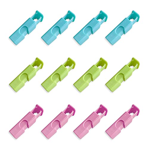 12 Stück Quetschbeutel Clips, Lebensmittelbeutel Cinch Clips, Good Grips Collection Bag Clip wiederverwendbar für Bagel, Nüsse, Reis, Bohnen, getrocknete Früchte (blau, grün, rosa) von Huakaile