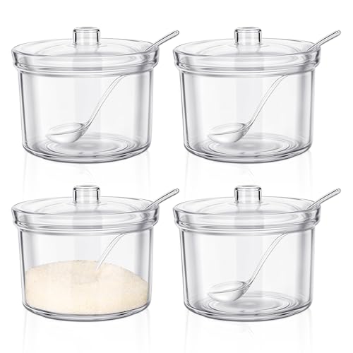 Huakaile Zuckerdose aus Acryl mit Deckel und Löffel, 200 ml, für Arbeitsplatte, Salz-Zuckerbehälter, Aufbewahrungsspender zum Servieren von Gewürzen, Pfeffer, Süßigkeitenriegel, Bäckerei, Zuhause Huakaile Zuckerdose aus Acryl mit Deckel und Löffel, 200 ml, für Arbeitsplatte, Salz-Zuckerbehälter, Aufbewahrungsspender zum Servieren von Gewürzen, Pfeffer, Süßigkeitenriegel, Bäckerei, Zuhause von Huakaile