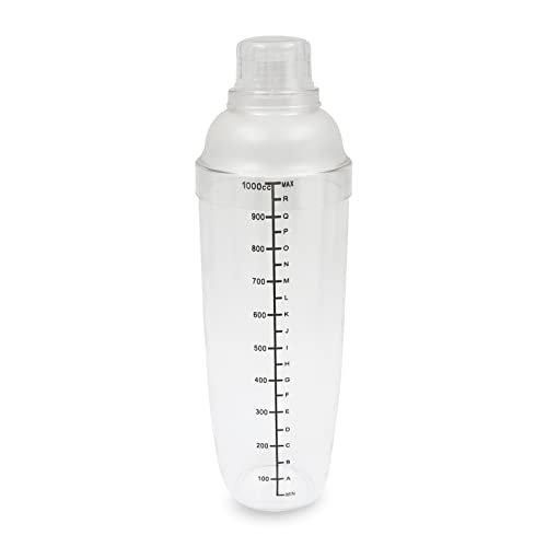 Transparenter Acryl-Cocktail-Shaker mit Sieb, spritzwassergeschützter Getränke-Shaker mit Skala, langlebiger Bar-Shaker für Küchen, Bars, Cafés (1000 ml) von Huakaile