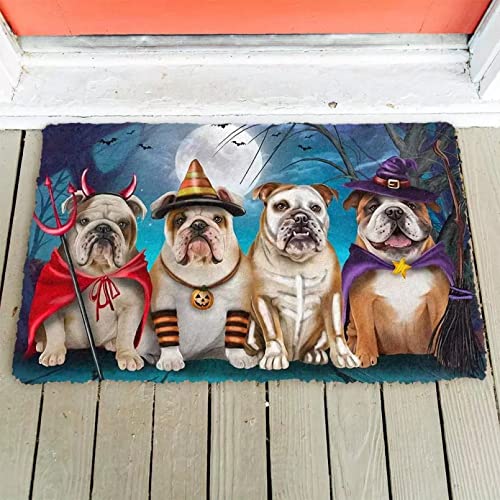 Bodenmatte Halloween Tier Hund englische Bulldogge Haus Fußmatte, Teppich, rutschfest, Heimdekoration, Weihnachten, Neujahr, Geschenk 50x80cm von Huakun Trading