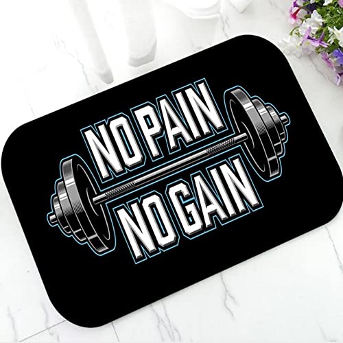 Eingangs-Fußmatte Cool Painless No Gain Willkommens-Fußmatte für Fitnessstudio, Badezimmer, Bodybuilding, Training, Zitat, Fußmatte, Zug, Fitness, Toilette, Geschenkdekoration 16"x24" von Huakun Trading