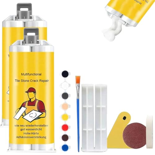 Tile Stone Crack Repair Kit, Multifunctional Ceramic Stone Tile Floor Crack Repair Kit, Tile Granite and Marble Repair Kit, Tile Repair Paste with Tool Kit (2) von Hualabo