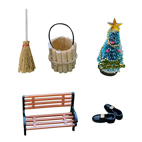 HUALONG Wichteltür Weihnachten Set Wand Türwand hängende Ornamente Weihnachten Miniatur Wichtel Set Zubehör Weihnachtsbaum Dekokranz Holzleiter Garten Deko Ornament von HUALONG