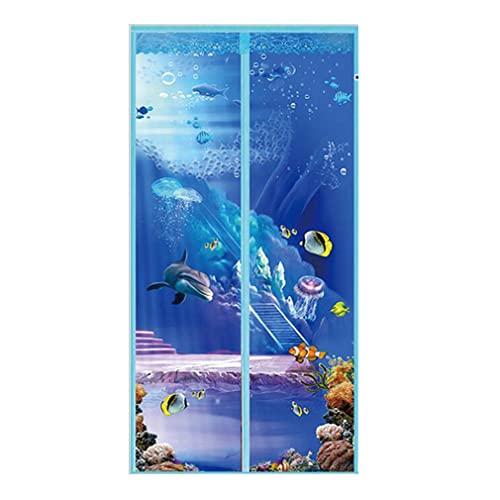 Hualualua Magnet Fliegengitter Tür Insektenschutz 90x210cm Automatisch Verschließen Magnet Moskito Türnetz Vorhänge Magnetische Bildschirm Tür Vorhang 100 x 210cm niedliche Muster von Hualualua