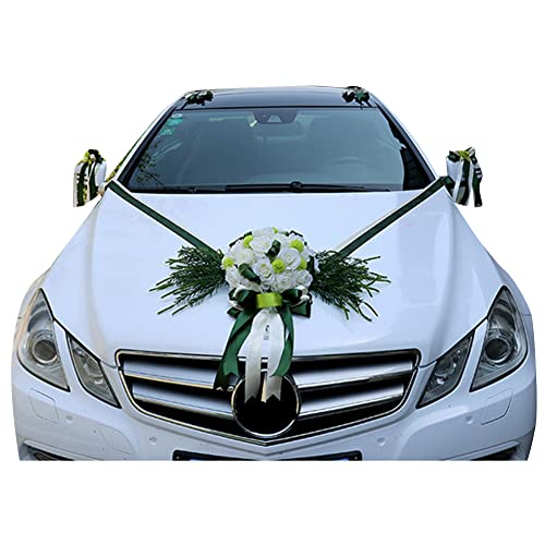 Hochzeitsauto Schleife Blumen Hochzeit,Auto Dekoration Schleife Künstliche Rose Auto Außenkörper Dekor Auto Rosen Girlande Braut Paar Rose Dekoration für Hochzeit Verlobungsfeier von Huamengyuan