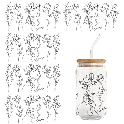 Huamengyuan 5 Blatt Transfer Sticker Keramiktassen-Transferaufkleber DIY Glastassenaufkleber UV DTF Tassenaufkleber 16oz Glastassenaufkleber Aesthetic Aufkleber von Huamengyuan