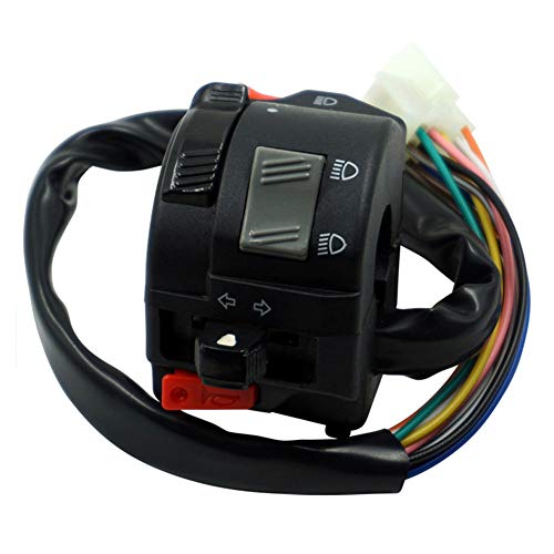 Motorrad Lenkerschalter, Scheinwerfer Blinker Hupenschalter Universal mit Kabelbaum, links Motorrad Multifunktionsschalter Wasserdichter Motorradlenkerschalter Motorrad Lenkerschalter, Scheinwerfer Blinker Hupenschalter Universal mit Kabelbaum, links Motorrad Multifunktionsschalter Wasserdichter Motorradlenkerschalter von Huamengyuan