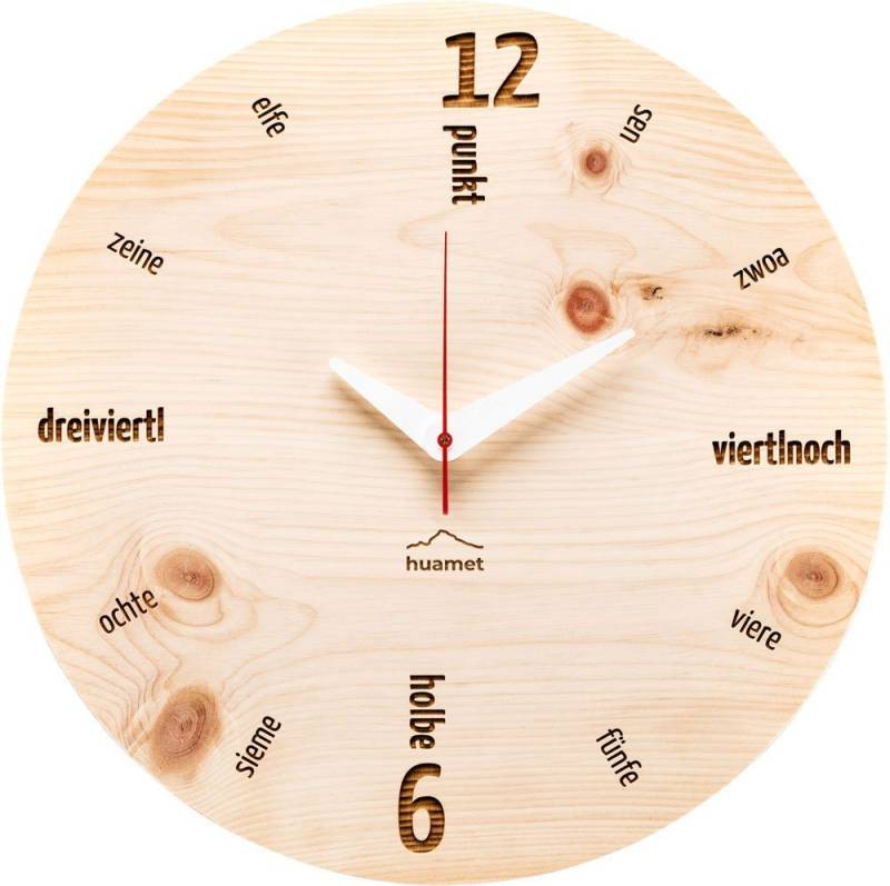 Huamet Wanduhr Wanduhr Kultuhr Zirbe rund - huamet Modell: CH40-C-01 von Huamet