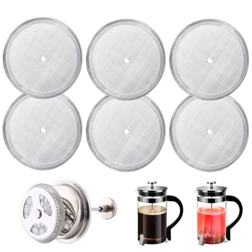 Ersatzfiltersieb, French Press Ersatzfiltersieb, 6 Stück Kaffeepresse Filter für Kaffeepressen Mesh, Wiederverwendbare Edelstahlgewebe Filter für French Press Kaffeemaschinen (350 ml) von Huamirra