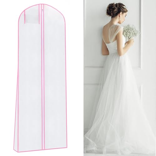 Hochzeitstasche Kleidersack, 180 x 60 x 20cm Staubdicht Atmungsaktiv Kleidersack, Transparent mit Reißverschluss Kleidersack Schutz für Brautkleider Abendkleider Anzüge Mäntel, Rosa Hochzeitstasche Kleidersack, 180 x 60 x 20cm Staubdicht Atmungsaktiv Kleidersack, Transparent mit Reißverschluss Kleidersack Schutz für Brautkleider Abendkleider Anzüge Mäntel, Rosa von Huamirra