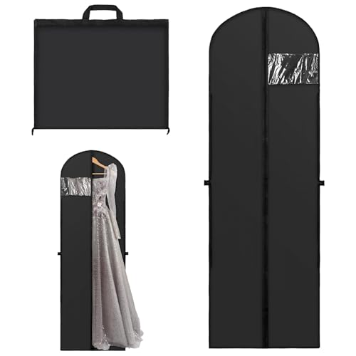 Kleidersack Lang, Schwarz Kleidersack, 60 x 180 cm Lange Atmungsaktive Kleidersäcke, Faltbarer Kleidersack mit Reißverschluss, Mit Griffen, Für Brautkleider, Abendkleider, Mäntel Kleidersack Lang, Schwarz Kleidersack, 60 x 180 cm Lange Atmungsaktive Kleidersäcke, Faltbarer Kleidersack mit Reißverschluss, Mit Griffen, Für Brautkleider, Abendkleider, Mäntel von Huamirra
