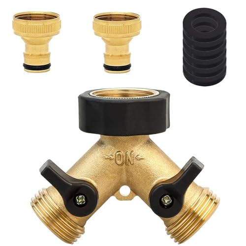 Wasserhahn Verteiler,2-Wege Y Verteiler, 2 Wege Verteiler Wasser 3/4 zoll,Wasserhähne 2-Wege-Verteiler, Y Wasseranschluss Verteiler,mit Wasserhahn Adapter Unterlegscheibe Rohstreifen von Huamirra