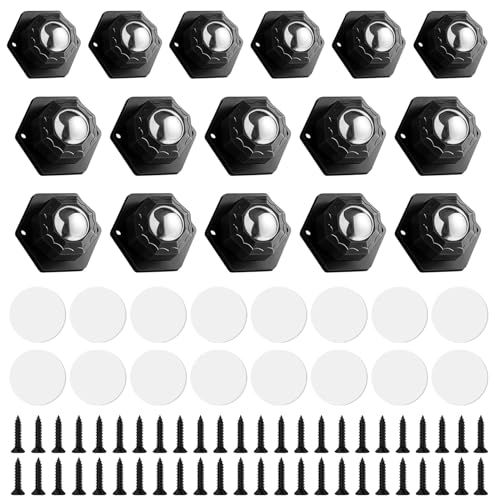 16 Stück Kugelrollen für Möbelrollen Flach Set, Kugelrollen für Küchengeräte, Selbstklebende Mini Rollen 360° Klebbare Rollen, Klein Schwerlast Möbelroller für Kleinmöbel Mülleimerbox von HuangXinyu