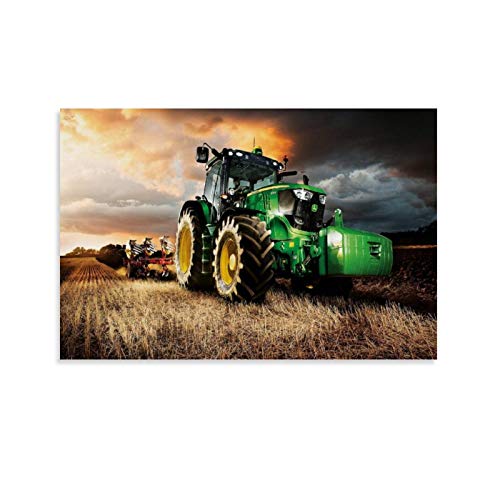 Huangchen John Deere Traktor Retro Auto Poster Dekorative Malerei Leinwand Wandkunst Wohnzimmer Poster Schlafzimmer Gemälde 40 x 60 cm von Huangchen