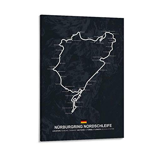 Huangchen Poster mit Trackkarte, Motiv: Nürburgring, Nordschleife, dekoratives Gemälde, Leinwand, Wandkunst, Wohnzimmer, Poster, Schlafzimmer, Gemälde, 40 x 60 cm von Huangchen