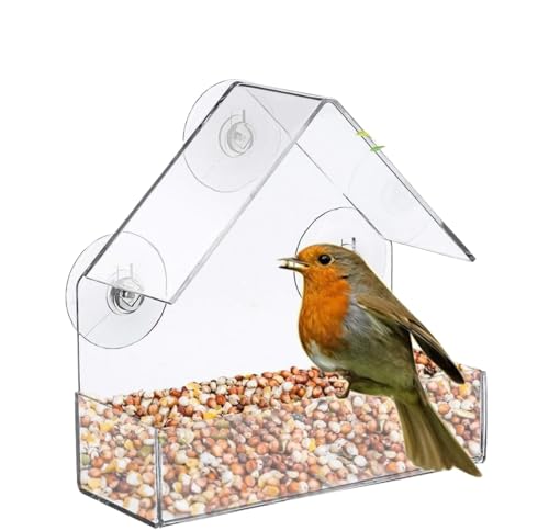 Vogelfutterstation mit starken Saugnäpfen, Hausform-Design, transparente Acryl-Vogelfutterbox, zum Beobachten von Vögeln aus Ihrem Fenster von HuangguiyuanV