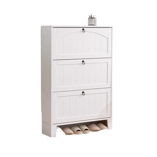 Huangj-0527 Enge 3 Klappschubladen, 30 cm breiter Schuhschrank aus Holz, einfacher und moderner Eingangsbereich, for den Heimgebrauch, Flurschrank, Foyer hohe Kapazität(Weiß) von Huangj-0527