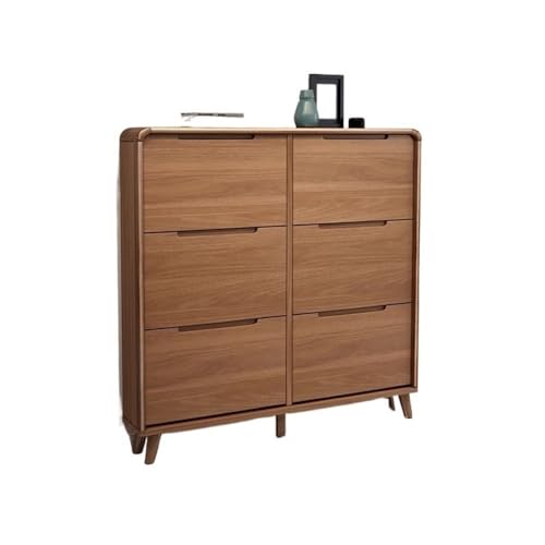 Huangj-0527 Enge Schmales Schuhregal, 6 Klappschubladen, freistehender Schuhaufbewahrungs-Organizer-Schrank aus Holz for den Eingangsbereich (größe : 120cm) hohe Kapazität von Huangj-0527