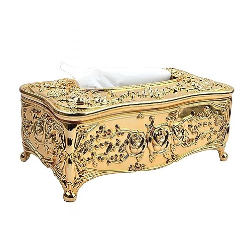 Huangj-0527 Kosmetiktücher Box Taschentuchbox Desktop-Taschentuchbox, Wohnzimmer Esszimmer Desktop kreative Papierschublade, Gold Silber minimalistische Taschentuchbox für Büro/Zuhause(Gold) von Huangj-0527