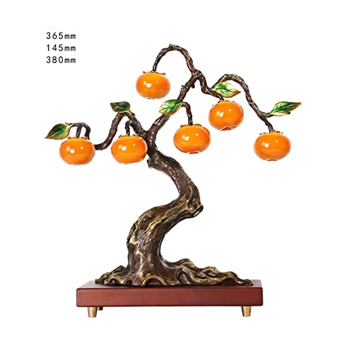 Huangj-0527 Schreibtisch-Dekor Reines Kupfer Ornamente Persimone Persimmon Ornamente Topf Wohnzimmer Feng Shui Ornamente Dekoration Schreibtisch-Accessoires für Zuhause(Klein) von Huangj-0527