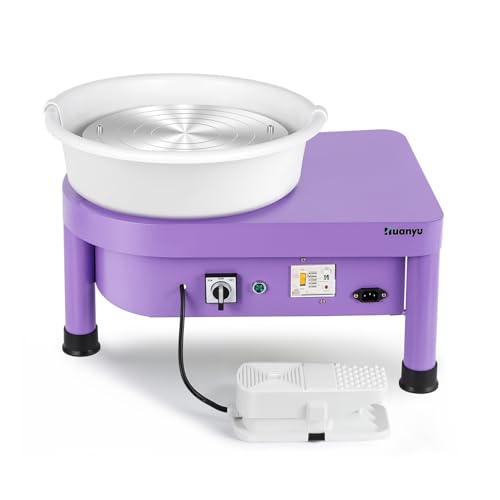 Huanyu 30cm Töpferscheibe mit Fledermaus-System 350W Elektrische Töpferscheibe für Erwachsene und Anfänger Professionelle Töpferscheibe mit Töpferwerkzeugsatz (Lila) von Huanyu