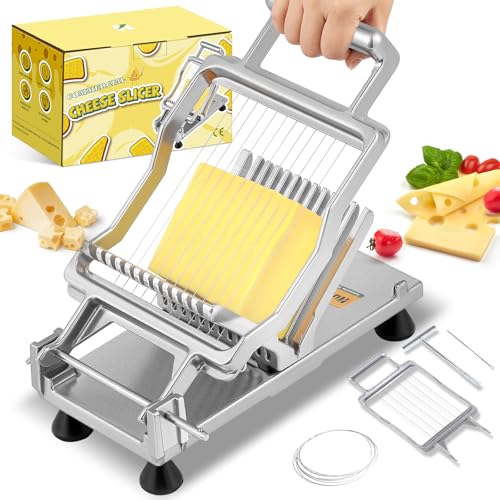 Huanyu Kommerzieller Käseschneider mit 1cm & 2cm Schneidebrett Edelstahl Käseschneider mit Draht Multifunktionaler Drahtschneider für Käse, Butter, Toast und Frühstücksfleisch von Huanyu
