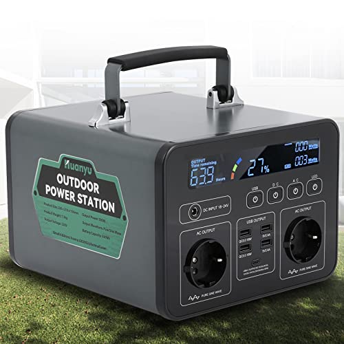 Huanyu Netzteil für den Außenbereich Tragbare Powerstation 500W Solargeneratoren 500Wh Stromgenerator mit 8 AC/DC/USB-Anschlüssen Notstrom Motstromaggregat Inverter mit LED Lampe von Huanyu