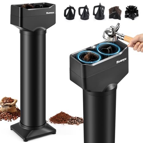 Huanyu Siebträgerreiniger Elektrisch, 16L Große Kapazität mit 2 Bürstenköpfen und 3 Schabern für 58mm/51mm Siebträger, Vertikal für den gewerblichen Gebrauch, Automatische Kaffeesatzreinigungsmaschine von Huanyu