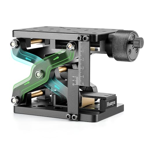 Huanyu Z-Axis Manuelle Hebebühne 60 mm hoch präzise optische Schiebehebebühne Verschiebung Plattform Tisch Linear Bühne Labor Jack Aufzug 60 mm Reise mit Lineal von Huanyu