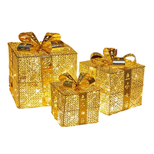 3 Stück Weihnachtsbäume Zubehör Neuheit Dekorative Accessoires Für Kreative Lieferungen Für Party Indoor Weihnachtsgeschenkbox Mit Lichtern von Huaqgu
