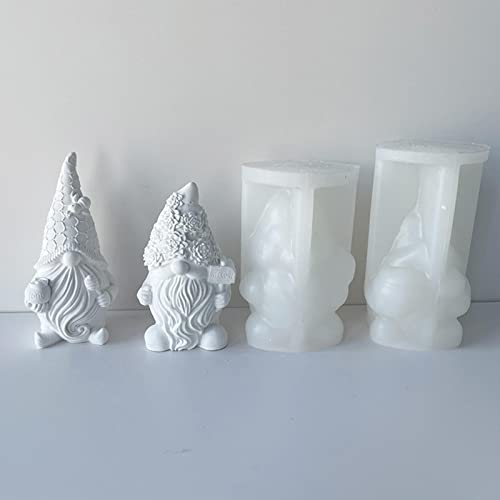 2 Stück 3D-Silikonform Weihnachten, Weihnachtswichtel-Silikonform, Beton-Silikonform, Zwerg-Weihnachtskerzenform, Weihnachtszwerg-Epoxidharzform, DIY-Bastelgussform von Huasean