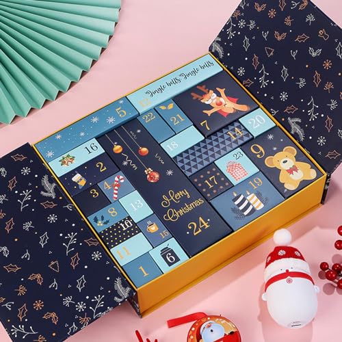 Adventskalender Zum Befüllen – Gestalten Sie Ihren Eigenen Adventskalender 24 Tage, 24 Bunte Boxen Zum Aufstellen Und Befüllen, Wiederverwendbare -Geschenkbox Für Den Weihnachts-Countdown von Huasean
