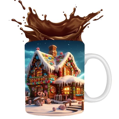 Huasean 3D-Weihnachtstasse | Weihnachten Weihnachtsmann 3D-gedruckte Kaffeetassen | Weihnachtskaffee-Teetassen Aus Keramik | Kaffeetassen Mit 3D-Effekt Und Weihnachtsthema, 350 Ml von Huasean