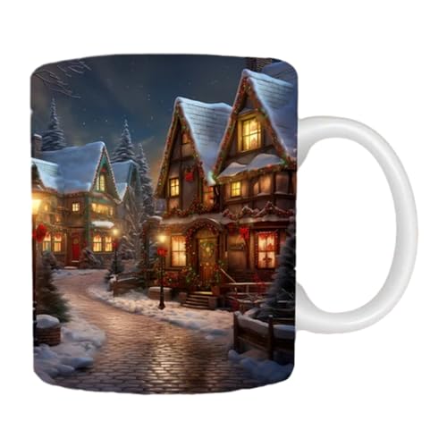 Huasean 3D-Weihnachtstasse | Weihnachten Weihnachtsmann 3D-gedruckte Kaffeetassen | Weihnachtskaffee-Teetassen Aus Keramik | Kaffeetassen Mit 3D-Effekt Und Weihnachtsthema, 350 Ml von Huasean