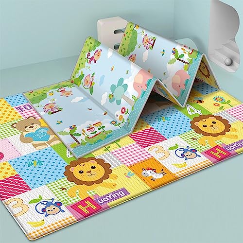 Kinderspielmatte, 2 Seiten Faltbare Kinderspielmatte, 180 X 100 Cm Verdickte Weiche Schaumstoff-Kinderspielmatte, Wasserdichte Und Rutschfeste Krabbelmatte, Laufstallmatte Aktivitätsspielmatte von Huasean
