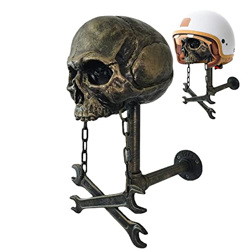 Motorrad-Schädel-Helme-Halter, An Der Wand Montierter Motorrad-Helm-Präsentationsständer, Totenkopf-Helm-Halter, Abnehmbarer Harz-Helm-Halter Für Motorradfahrer, Fahrrad- Und Motorrad-Enthusiasten von Huasean