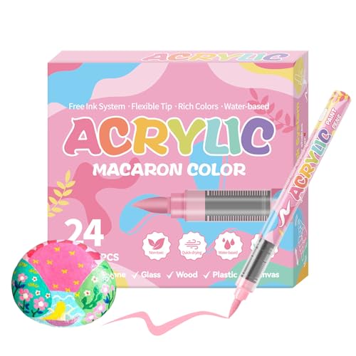 Huayeex Akryl Malstifte,24 Farben Für Kreative Projekte - Lichtechte Stifte Mit Weicher Spitze Auf Wasserbasis Für Whiteboards Glas Gravur Holz Metall Huayeex Akryl Malstifte,24 Farben Für Kreative Projekte - Lichtechte Stifte Mit Weicher Spitze Auf Wasserbasis Für Whiteboards Glas Gravur Holz Metall von Huayeex