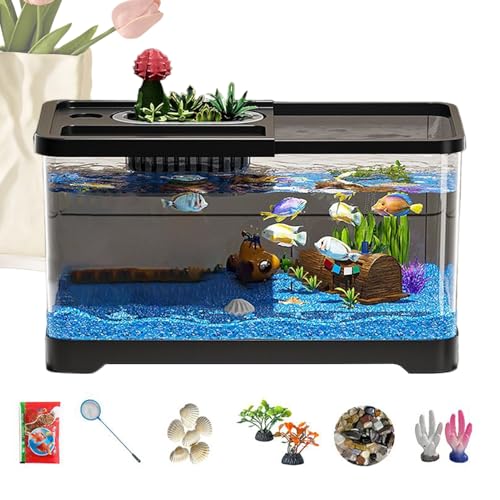 Huayeex Aquarium Starter Kit - Komplettset Mit LED-Beleuchtung & Deko - Hochtransparentes Glas Aquarium Deko Set Für Schreibtisch Wohnzimmer Studentenzimmer Huayeex Aquarium Starter Kit - Komplettset Mit LED-Beleuchtung & Deko - Hochtransparentes Glas Aquarium Deko Set Für Schreibtisch Wohnzimmer Studentenzimmer von Huayeex