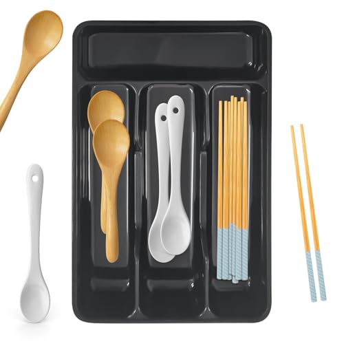 Huayeex Besteckkasten Für Schublade - Schubladenorganizer Für Besteck | Aufbewahrungsbox Mit 4 Fächern Für Gabeln Löffel Küche Studentenwohnung Wohnhaus Schrank Arbeitsplatte Camping von Huayeex