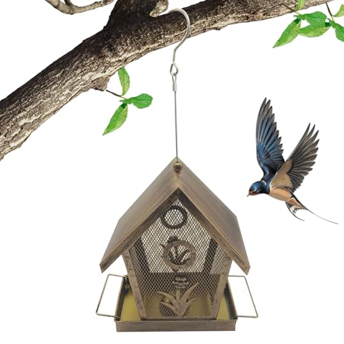 Huayeex Eichhörnchensichere Vogelfutterspender Für Draußen - Metallgitter Vogelfutterhaus Mit Eichhörnchenschutz - Wetterfeste Futterstation für Fenster Balkon Garten Hinterhof Terrasse von Huayeex