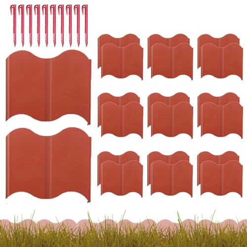 Huayeex Gartenkantenbegrenzung | Flexible Grenzbefestigung 20 Stück | Abnehmbare Flexible Paneel Rasenbegrenzung für Rasen Blumenbeete Auffahrt Gehweg Terrassenbereich von Huayeex