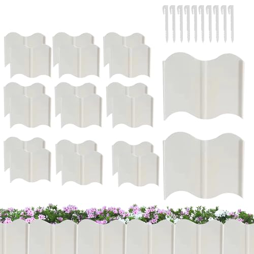 Huayeex Gartenkantenschutz,20 Stück Gartenkantenbegrenzung | Abnehmbare Flexible Paneel Rasenbegrenzung für Rasen Blumenbeete Auffahrt Gehweg Terrassenbereich von Huayeex