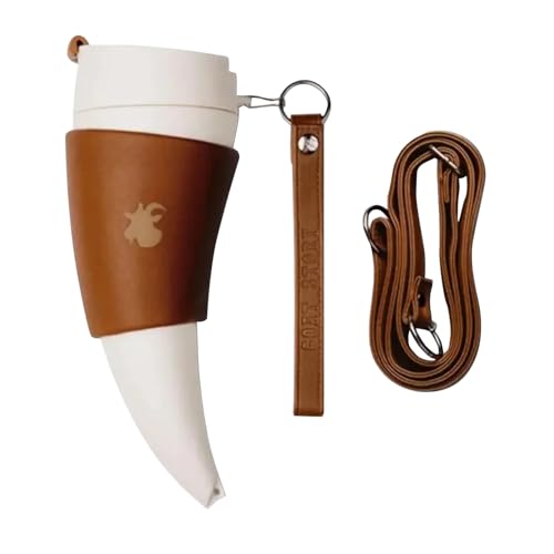 Huayeex Kaffeetasse, 320ml Ziegenhorn Becher Isolierkaffeebecher, Trinkflasche Mit Gürtelclip, Für Heiße Und Kalte Getränke Latte Cappuccino Milchtee Re Büro Picknick Camping Wohnzimmer von Huayeex