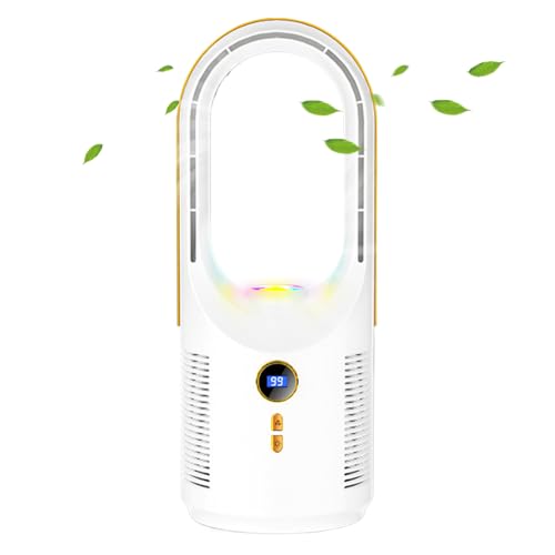 Huayeex Lüfterloser Tischventilator - 5 Geschwindigkeitsstufen Leiser Betrieb Lüfterloser Ventilator - USB-Aufladbar 1800mAh Mit Nachtlicht Für Zuhause Büro Camping Reisen Wohnzimmer Schlafzimmer Huayeex Lüfterloser Tischventilator - 5 Geschwindigkeitsstufen Leiser Betrieb Lüfterloser Ventilator - USB-Aufladbar 1800mAh Mit Nachtlicht Für Zuhause Büro Camping Reisen Wohnzimmer Schlafzimmer von Huayeex